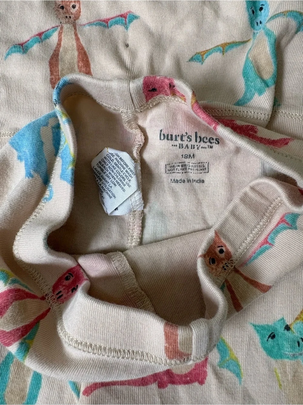 Burt’s Bees Baby 18M Pajamas Long Sleeve Top And Bottoms Dragons
